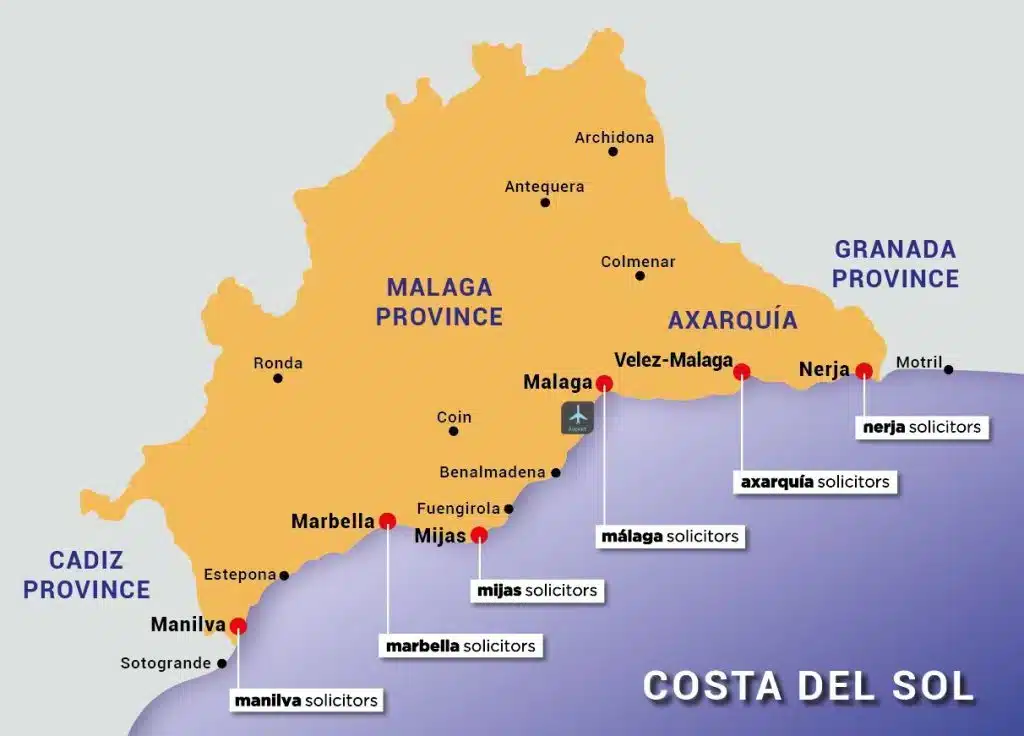 Embark on a journey of exploration as we proudly showcase our network of six offices nestled along the stunning Costa del Sol. Each office is strategically positioned to cater to your needs, offering unparalleled accessibility and expert services. From the vibrant streets of Marbella to the serene coastal landscapes of Estepona, our offices are your gateway to a seamless experience. Discover the convenience of our locations, where our dedicated team stands ready to assist you with a range of services, ensuring that your every interaction with us is marked by efficiency, expertise, and a touch of coastal charm. Explore the Costa del Sol with confidence, guided by our strategically placed offices, each a hub of excellence in this sun-kissed region.