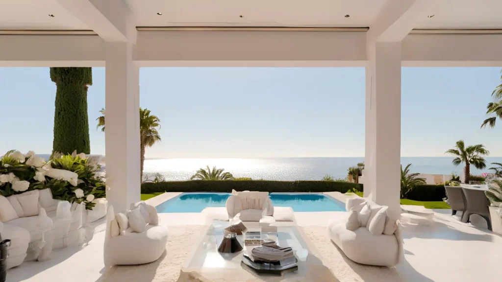 a terrace with piscine in costa del sol, malaga, spain. Very sunny place.